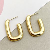 1 Pair Simple Style U Shape Enamel Plating 304 Stainless Steel 14K Gold Plated Ear Studs sku image 2