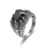 Punk Crâne Dragon Acier Inoxydable 304 Incruster Zircon Hommes Bague Large Bande main image 5