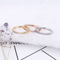 Titanium Steel 18K Gold Plated Simple Style Inlay Solid Color Rhinestones Rings main image 5