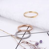 Titanium Steel 18K Gold Plated Simple Style Inlay Solid Color Rhinestones Rings main image 4