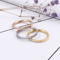 Titanium Steel 18K Gold Plated Simple Style Inlay Solid Color Rhinestones Rings main image 7