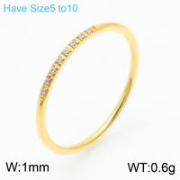 Titanium Steel 18K Gold Plated Simple Style Inlay Solid Color Rhinestones Rings sku image 10