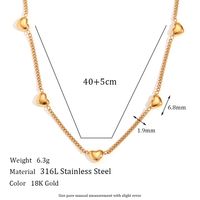 Simple Style Heart Shape Stainless Steel 18k Gold Plated Pendant Necklace In Bulk sku image 2