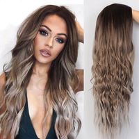 Women's Chemical Fiber High-temperature Fiber Natural Long Curly Hair Fashion Wig Khaki Wig Wigs sku image 1