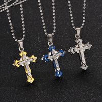 Hip Hop Rétro Traverser Alliage Incruster Strass Hommes Pendentif main image 2