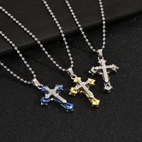 Hip-hop Retro Cross Alloy Inlay Rhinestones Men's Pendant Necklace main image 4