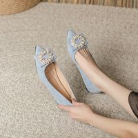 Women's Casual Elegant Solid Color Rhinestone Pearls Point Toe Casual Shoes main image 4