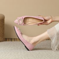 Women's Casual Elegant Solid Color Rhinestone Pearls Point Toe Casual Shoes main image 3