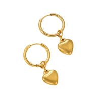 1 Pair Elegant Lady Heart Shape Polishing Stainless Steel Drop Earrings main image 5