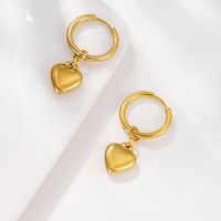 1 Pair Elegant Lady Heart Shape Polishing Stainless Steel Drop Earrings sku image 1