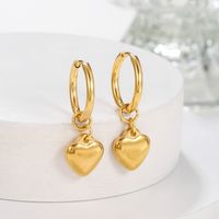 1 Pair Elegant Lady Heart Shape Polishing Stainless Steel Drop Earrings main image 4