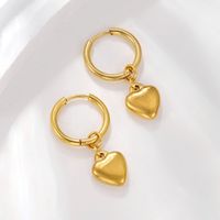 1 Pair Elegant Lady Heart Shape Polishing Stainless Steel Drop Earrings main image 3