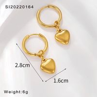 1 Pair Elegant Lady Heart Shape Polishing Stainless Steel Drop Earrings main image 2