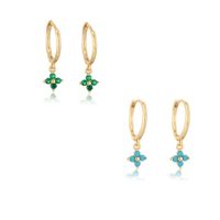 1 Pair Elegant Lady Flower Plating Inlay Copper Zircon Drop Earrings main image 5