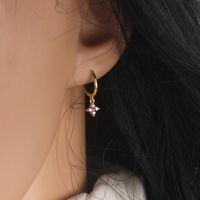 1 Pair Elegant Lady Flower Plating Inlay Copper Zircon Drop Earrings main image 4