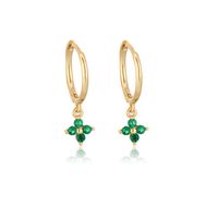 1 Pair Elegant Lady Flower Plating Inlay Copper Zircon Drop Earrings sku image 8