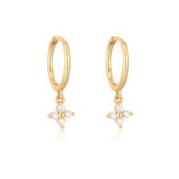 1 Pair Elegant Lady Flower Plating Inlay Copper Zircon Drop Earrings sku image 2