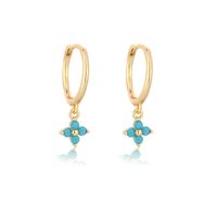 1 Pair Elegant Lady Flower Plating Inlay Copper Zircon Drop Earrings sku image 10