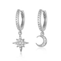 1 Pair Sweet Star Moon Plating Inlay Copper Zircon Drop Earrings sku image 2