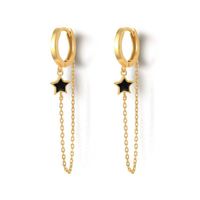1 Pair Simple Style Star Moon Epoxy Plating Copper Drop Earrings sku image 2
