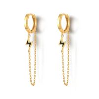 1 Pair Simple Style Star Moon Epoxy Plating Copper Drop Earrings main image 4