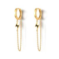 1 Pair Simple Style Star Moon Epoxy Plating Copper Drop Earrings sku image 1