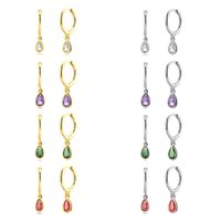 1 Paire Sucré Les Gouttelettes D'eau Placage Incruster Le Cuivre Zircon Boucles D'oreilles main image 1