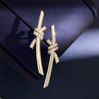 1 Pair Simple Style Knot Plating Inlay Copper Artificial Diamond Ear Studs main image 4