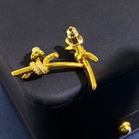 1 Pair Simple Style Knot Plating Inlay Copper Artificial Diamond Ear Studs main image 2