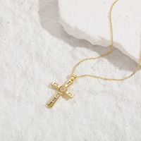 Luxurious Cross Copper Irregular Zircon 14k Gold Plated Pendant Necklace main image 4