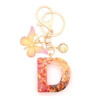 Retro Simple Style Letter Butterfly Resin Metal Women's Bag Pendant Keychain sku image 4