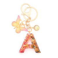 Retro Simple Style Letter Butterfly Resin Metal Women's Bag Pendant Keychain sku image 1