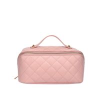 Women's Medium All Seasons Pu Leather Solid Color Elegant Pillow Shape Zipper Cosmetic Bag Square Bag sku image 3