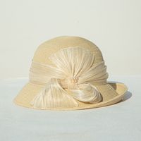 Women's Elegant Solid Color Ribbon Flat Eaves Straw Hat sku image 2