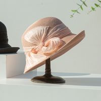 Women's Elegant Solid Color Ribbon Flat Eaves Straw Hat main image 1
