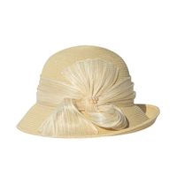 Women's Elegant Solid Color Ribbon Flat Eaves Straw Hat main image 2