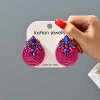 1 Pair Retro Round Rhinestone Women's Earrings main image 9