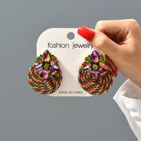 1 Pair Retro Round Rhinestone Women's Earrings main image 10