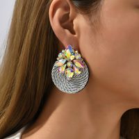 1 Pair Retro Round Rhinestone Women's Earrings main image 4