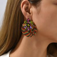 1 Pair Retro Round Rhinestone Women's Earrings main image 7