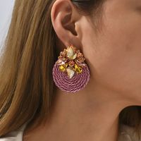1 Pair Retro Round Rhinestone Women's Earrings main image 6
