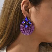 1 Pair Retro Round Rhinestone Women's Earrings main image 3