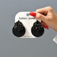 1 Pair Retro Round Rhinestone Women's Earrings sku image 6