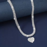 Sweet Heart Shape Alloy Plating Inlay Zircon Silver Plated Women's Necklace main image 2