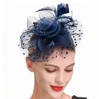 Retro Flower Gauze Feather Party Headpieces sku image 4