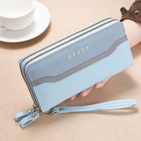 Women's Color Block Pu Leather Zipper Wallets sku image 2