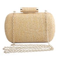 Coffee Gold Straw Solid Color Oval Evening Bags main image 1