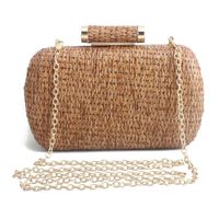 Coffee Gold Straw Solid Color Oval Evening Bags main image 3
