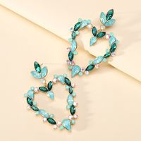 Wholesale Jewelry Exaggerated Luxurious Romantic Heart Shape Zinc Alloy Rhinestones Plating Inlay Drop Earrings sku image 4