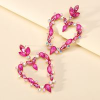 Wholesale Jewelry Exaggerated Luxurious Romantic Heart Shape Zinc Alloy Rhinestones Plating Inlay Drop Earrings sku image 1